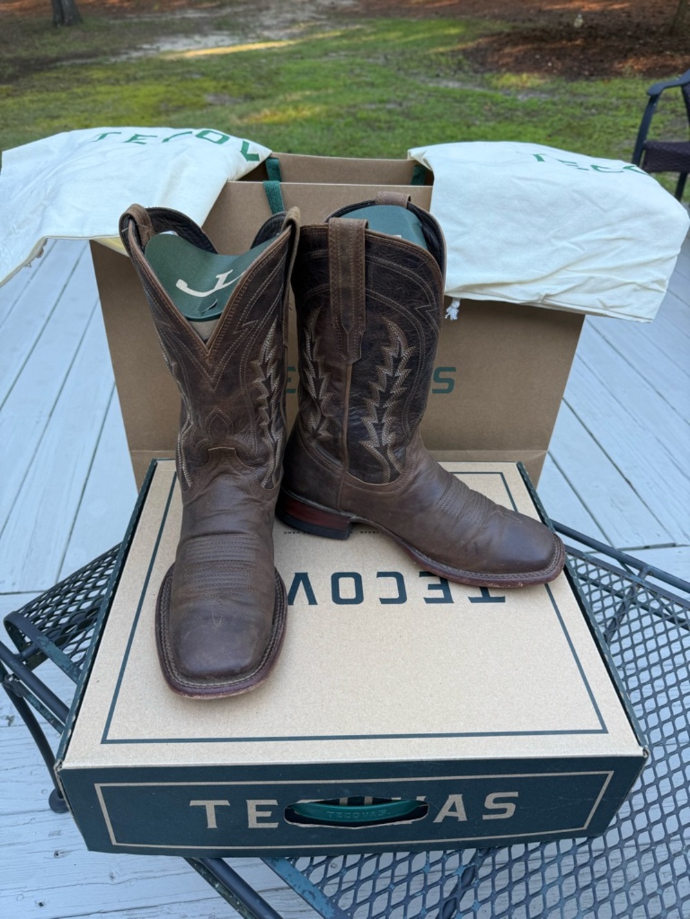 Tecovas Brown Leather Men's Western Boots with Stitched Shaft